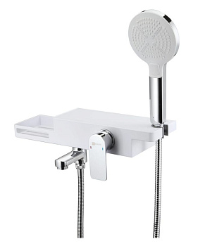 Смеситель LM6914CW для ванны c коротким изливом хром/белый UNIBOX LEMARK